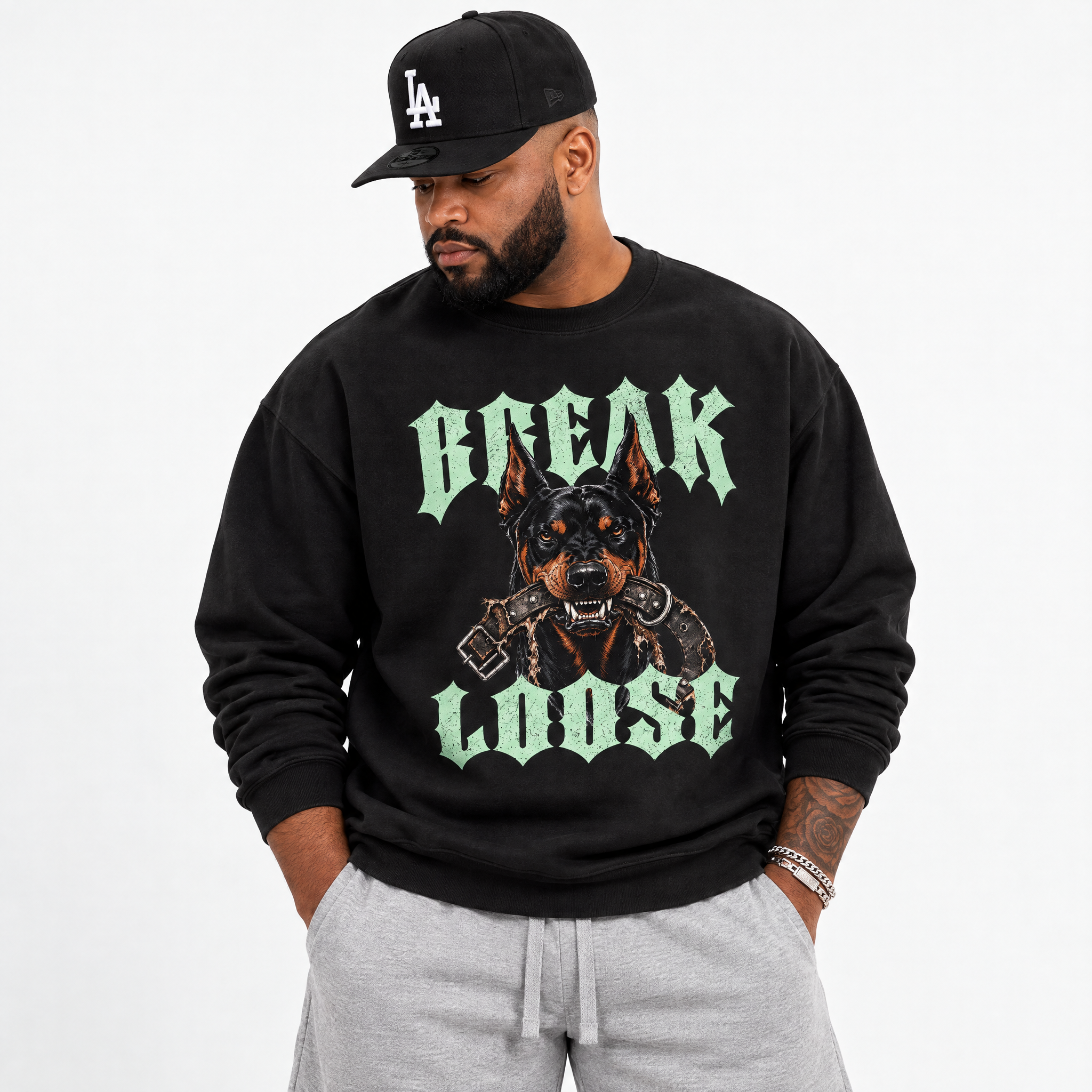 Break Loose Graphic T-Shirt featuring original streetwear artwork designed to match the Air Jordan 5 Halloween. Black 1 Graphic Tee.