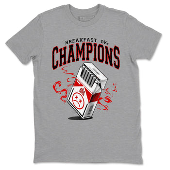 1s Black Toe Reimagined shirts to match jordans Breakfast Of Champions best t shirts to wear with jordans AJ1 High OG Black Toe Reimagined match shoes to clothes SNRT Sneaker Tees unisex cotton Heather Grey 2 shirts