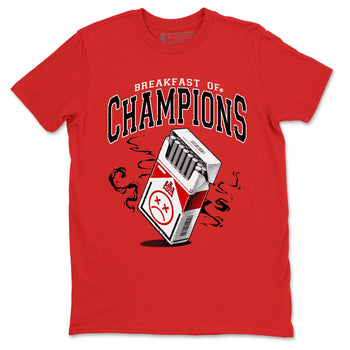 1s Black Toe Reimagined shirts to match jordans Breakfast Of Champions best t shirts to wear with jordans AJ1 High OG Black Toe Reimagined match shoes to clothes SNRT Sneaker Tees unisex cotton Red 2 shirts