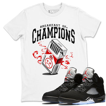 5s Black Metallic Reimagined shirts to match jordans Breakfast Of Champions best t shirts to wear with jordans AJ5 Retro OG Reimagined match shoes to clothes SNRT Sneaker Tees unisex cotton White 1 shirts
