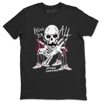 AJ1 Metallic Burgundy shirts to match jordans Bring 'Em All unique Halloween sneaker tee Air Jordan 1 Metallic Burgundy SNRT Sneaker Tees streetwear brand Black 2 unisex cotton tee