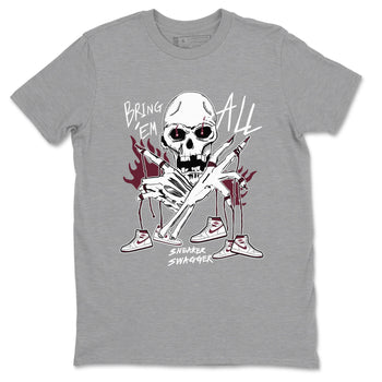 AJ1 Metallic Burgundy shirts to match jordans Bring 'Em All unique Halloween sneaker tee Air Jordan 1 Metallic Burgundy SNRT Sneaker Tees streetwear brand Heather Grey 2 unisex cotton tee