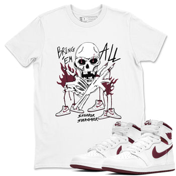 AJ1 Metallic Burgundy shirts to match jordans Bring 'Em All unique Halloween sneaker tee Air Jordan 1 Metallic Burgundy SNRT Sneaker Tees streetwear brand White 1 unisex cotton tee