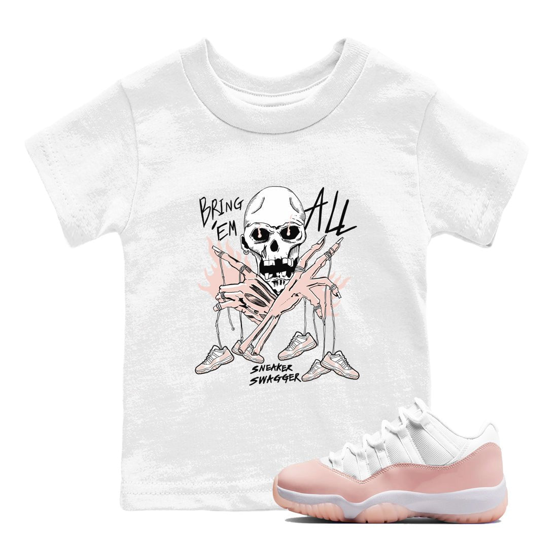 AJ11 Legend Pink shirts to match jordans Bring 'Em All unique Halloween sneaker tee Air Jordan 11 Legend Pink SNRT Sneaker Tees streetwear brand Baby and Youth White 1 cotton tee