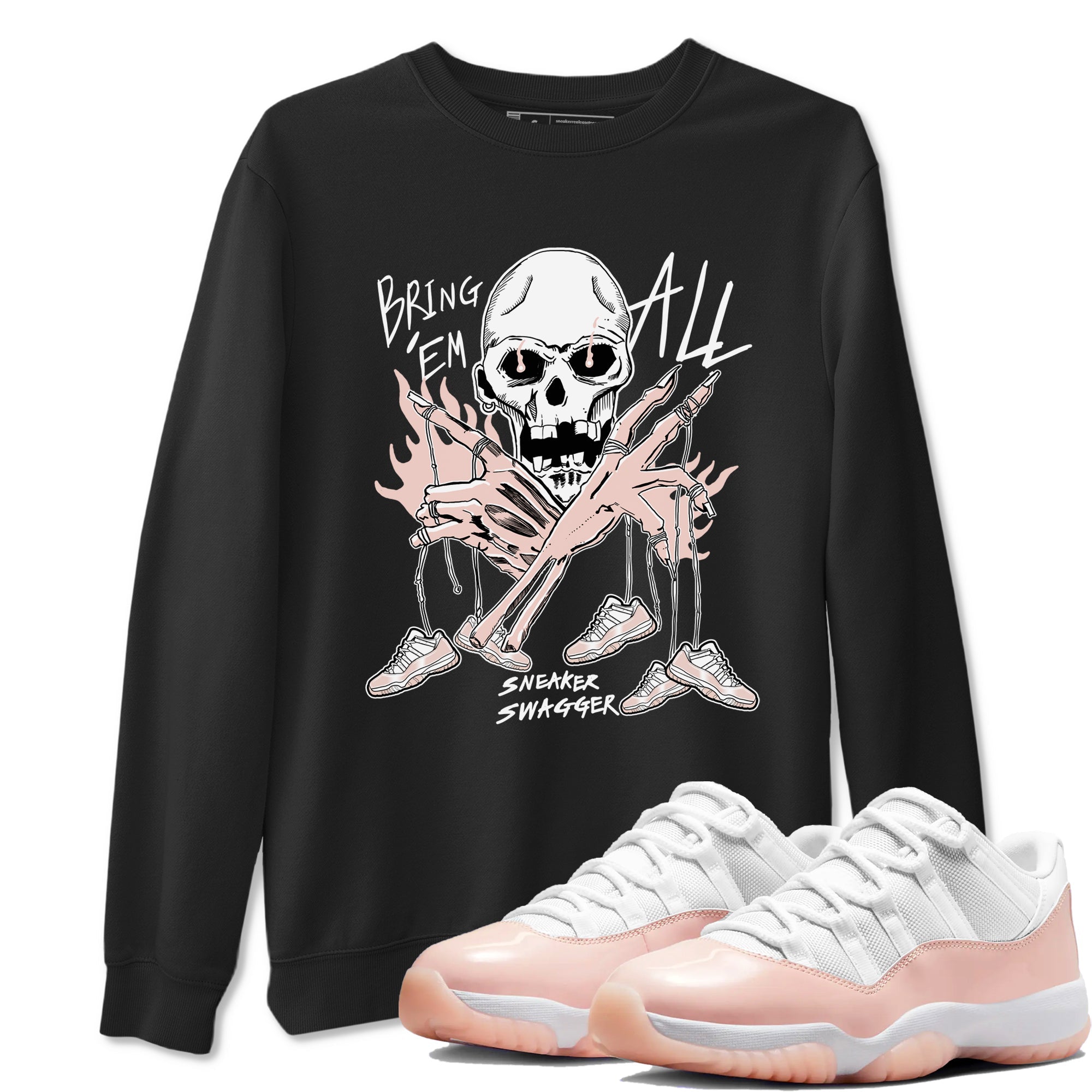 AJ11 Legend Pink shirts to match jordans Bring 'Em All unique Halloween sneaker tee Air Jordan 11 Legend Pink SNRT Sneaker Tees streetwear brand Black 1 unisex cotton tee