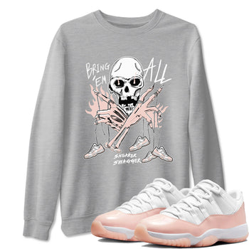 AJ11 Legend Pink shirts to match jordans Bring 'Em All unique Halloween sneaker tee Air Jordan 11 Legend Pink SNRT Sneaker Tees streetwear brand Heather Grey 1 unisex cotton tee