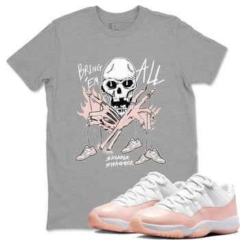 AJ11 Legend Pink shirts to match jordans Bring 'Em All unique Halloween sneaker tee Air Jordan 11 Legend Pink SNRT Sneaker Tees streetwear brand Heather Grey 1 unisex cotton tee