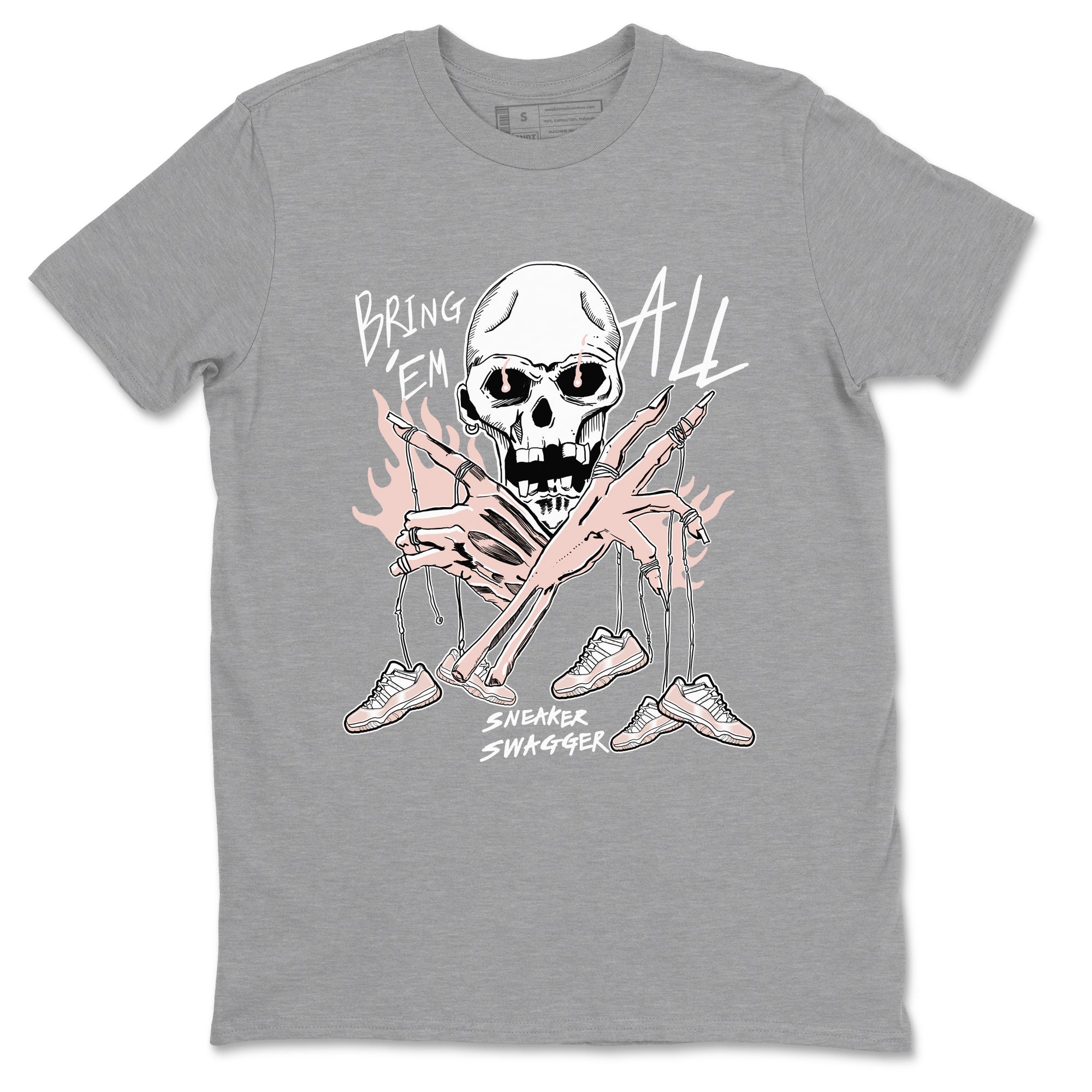 AJ11 Legend Pink shirts to match jordans Bring 'Em All unique Halloween sneaker tee Air Jordan 11 Legend Pink SNRT Sneaker Tees streetwear brand Heather Grey 2 unisex cotton tee
