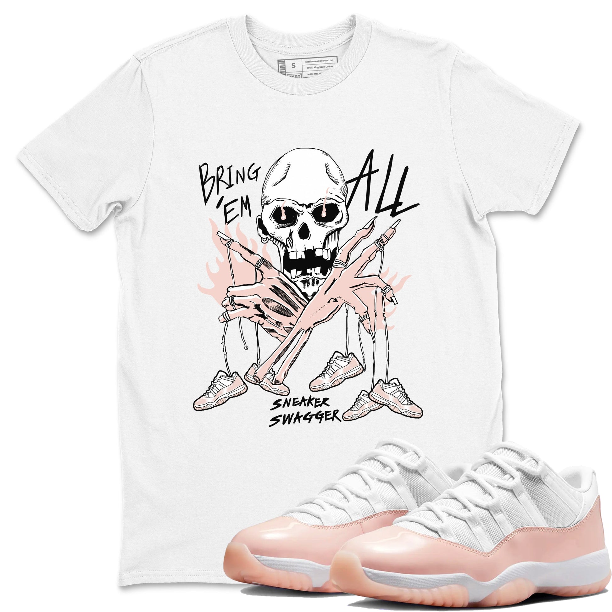 AJ11 Legend Pink shirts to match jordans Bring 'Em All unique Halloween sneaker tee Air Jordan 11 Legend Pink SNRT Sneaker Tees streetwear brand White 1 unisex cotton tee