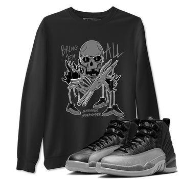 12s Black Wolf Grey shirts to match jordans Bring 'Em All unique Halloween sneaker tee Air Jordan 12 Barons match shoes to clothes SNRT Sneaker Tees unisex cotton Black 1 shirts