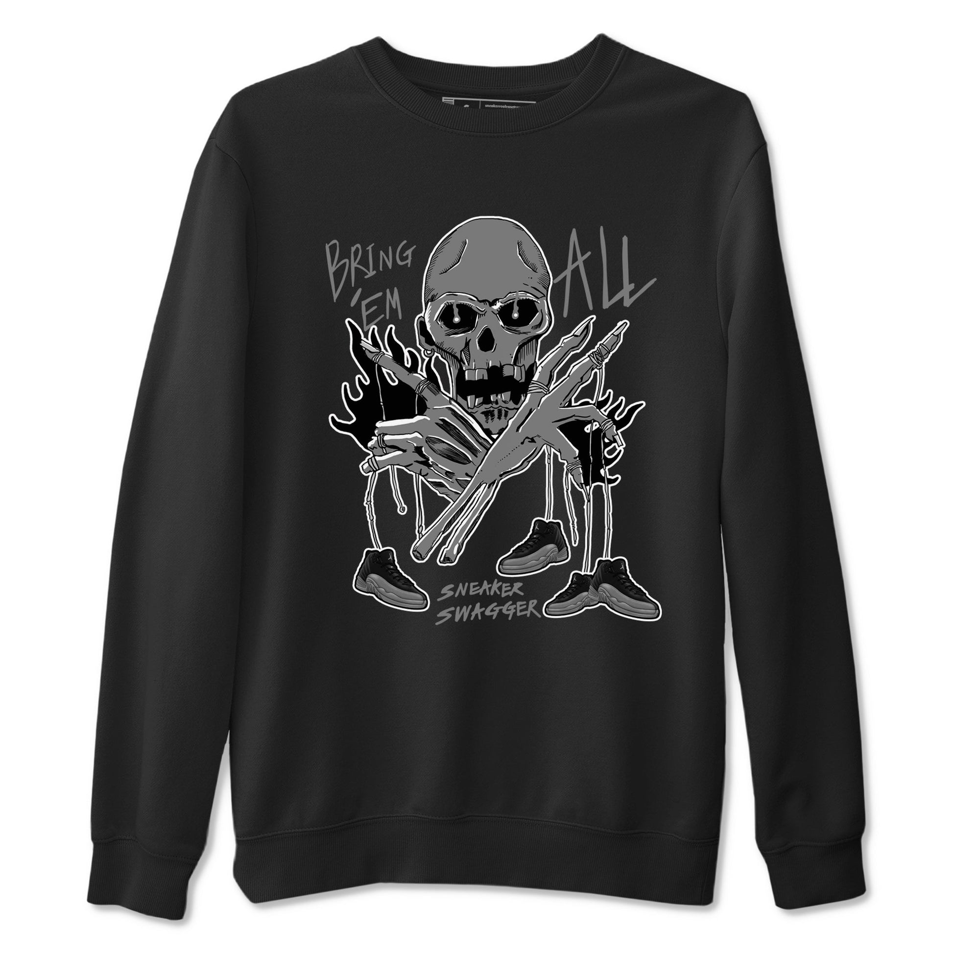 12s Black Wolf Grey shirts to match jordans Bring 'Em All unique Halloween sneaker tee Air Jordan 12 Barons match shoes to clothes SNRT Sneaker Tees unisex cotton Black 2 shirts