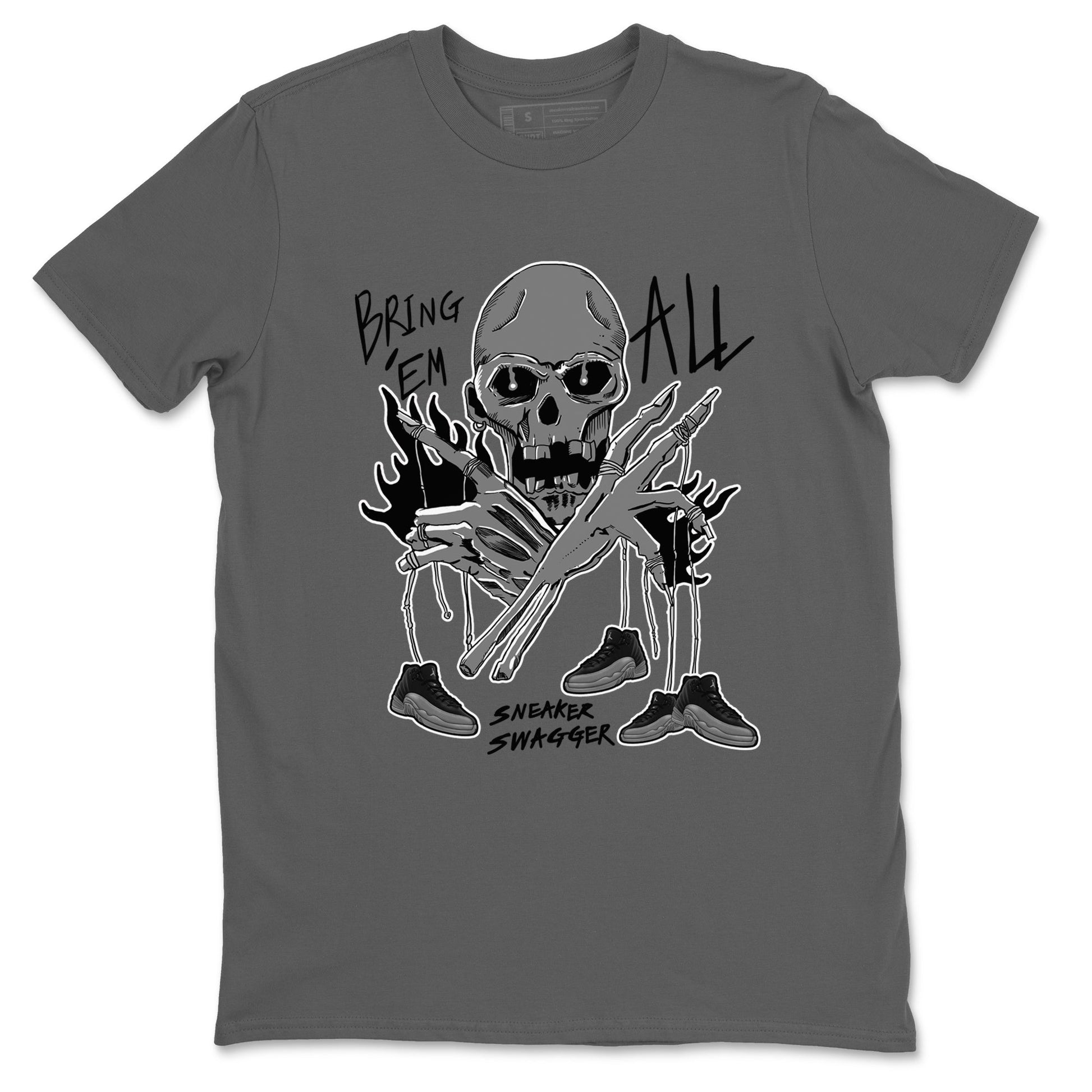 12s Black Wolf Grey shirts to match jordans Bring 'Em All unique Halloween sneaker tee Air Jordan 12 Barons match shoes to clothes SNRT Sneaker Tees unisex cotton Cool Grey 2 shirts