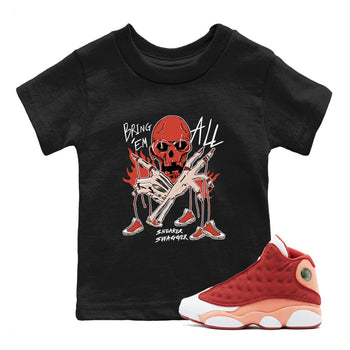 13s Dune Red shirts to match jordans Bring 'Em All unique Halloween sneaker tee Air Jordan 13 Dune Red SNRT Sneaker Tees streetwear brand Baby and Youth Black 1 cotton tee