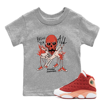 13s Dune Red shirts to match jordans Bring 'Em All unique Halloween sneaker tee Air Jordan 13 Dune Red SNRT Sneaker Tees streetwear brand Baby and Youth Heather Grey 1 cotton tee