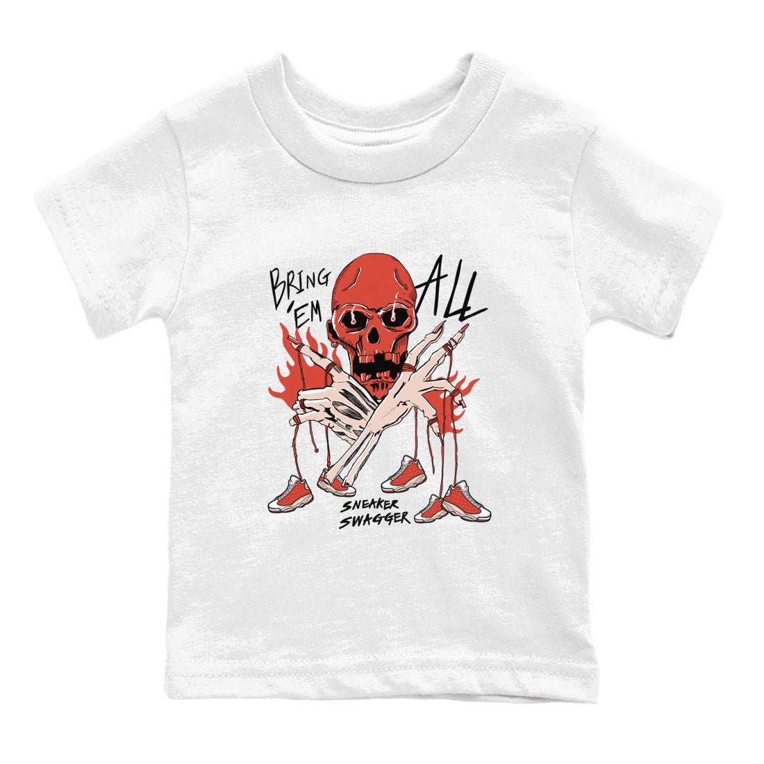13s Dune Red shirts to match jordans Bring 'Em All unique Halloween sneaker tee Air Jordan 13 Dune Red SNRT Sneaker Tees streetwear brand Baby and Youth White 2 cotton tee
