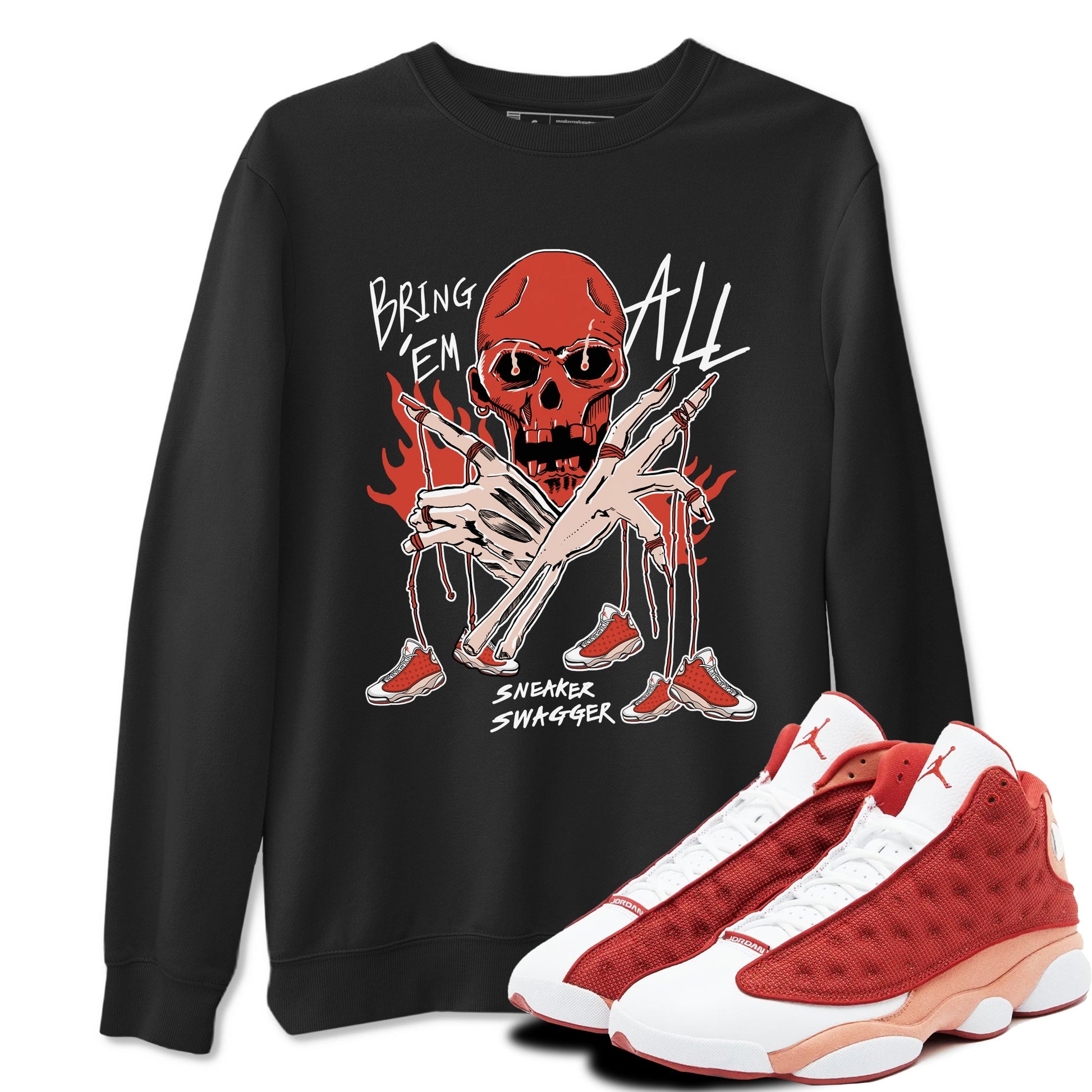 13s Dune Red shirts to match jordans Bring 'Em All unique Halloween sneaker tee Air Jordan 13 Dune Red SNRT Sneaker Tees streetwear brand Black 1 unisex cotton tee