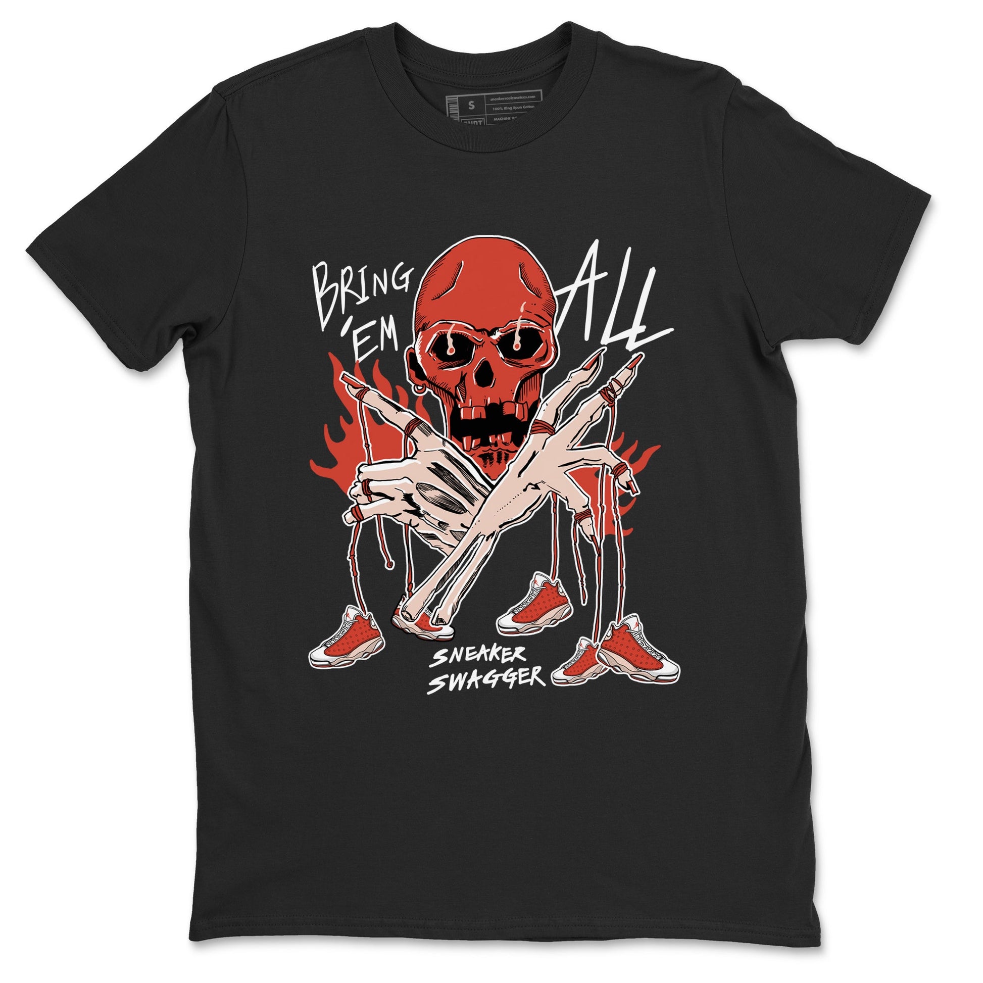 13s Dune Red shirts to match jordans Bring 'Em All unique Halloween sneaker tee Air Jordan 13 Dune Red SNRT Sneaker Tees streetwear brand Black 2 unisex cotton tee