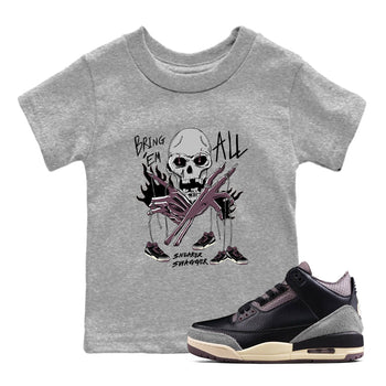 AJ3 A Ma Maniere x Black shirts to match jordans Bring 'Em All unique Halloween sneaker tee A Ma Maniere x Air Jordan 3 _lack SNRT Sneaker Tees streetwear brand Baby and Youth Heather Grey 1 cotton tee