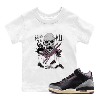 AJ3 A Ma Maniere x Black shirts to match jordans Bring 'Em All unique Halloween sneaker tee A Ma Maniere x Air Jordan 3 _lack SNRT Sneaker Tees streetwear brand Baby and Youth White 1 cotton tee