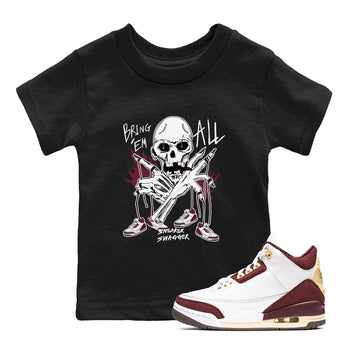 3s A Ma Maniere x Burgundy Crush shirts to match jordans Bring 'Em All sneaker match teesA Ma Maniére x Air Jordan 3 "Burgundy Crush" SNRT Sneaker Tees streetwear brand Baby and Youth Black 1 cotton tee