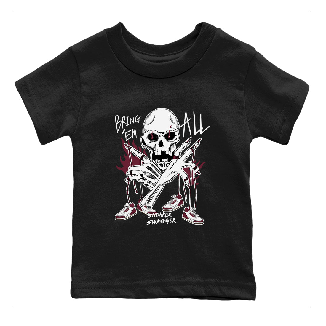 3s A Ma Maniere x Burgundy Crush shirts to match jordans Bring 'Em All sneaker match teesA Ma Maniére x Air Jordan 3 "Burgundy Crush" SNRT Sneaker Tees streetwear brand Baby and Youth Black 2 cotton tee