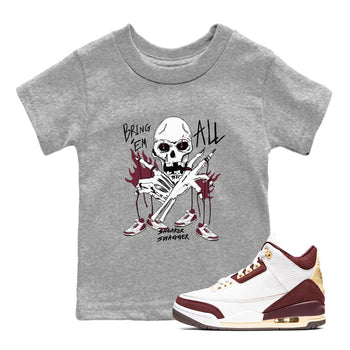 3s A Ma Maniere x Burgundy Crush shirts to match jordans Bring 'Em All sneaker match teesA Ma Maniére x Air Jordan 3 "Burgundy Crush" SNRT Sneaker Tees streetwear brand Baby and Youth Heather Grey 1 cotton tee