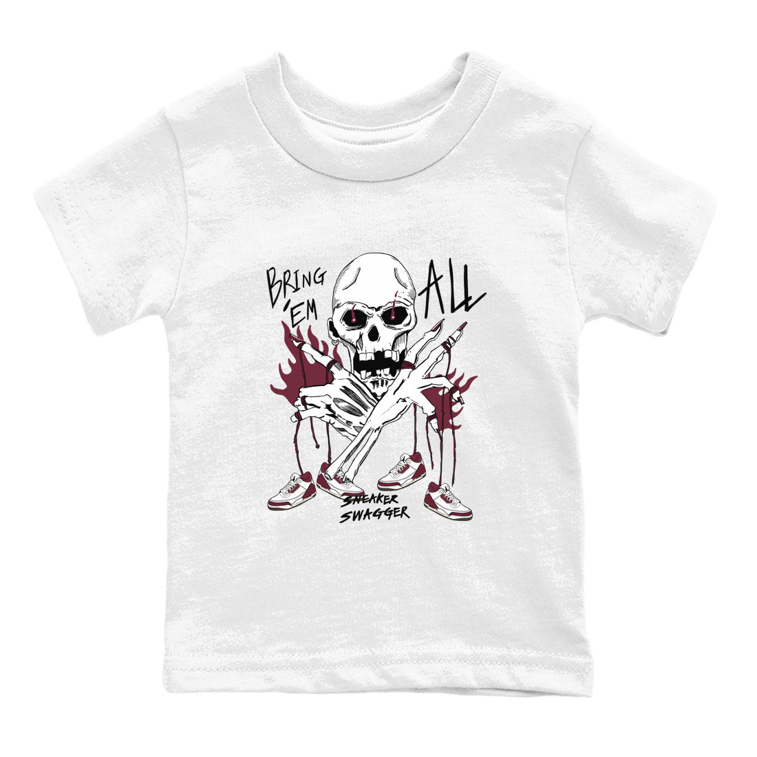 3s A Ma Maniere x Burgundy Crush shirts to match jordans Bring 'Em All sneaker match teesA Ma Maniére x Air Jordan 3 "Burgundy Crush" SNRT Sneaker Tees streetwear brand Baby and Youth White 2 cotton tee
