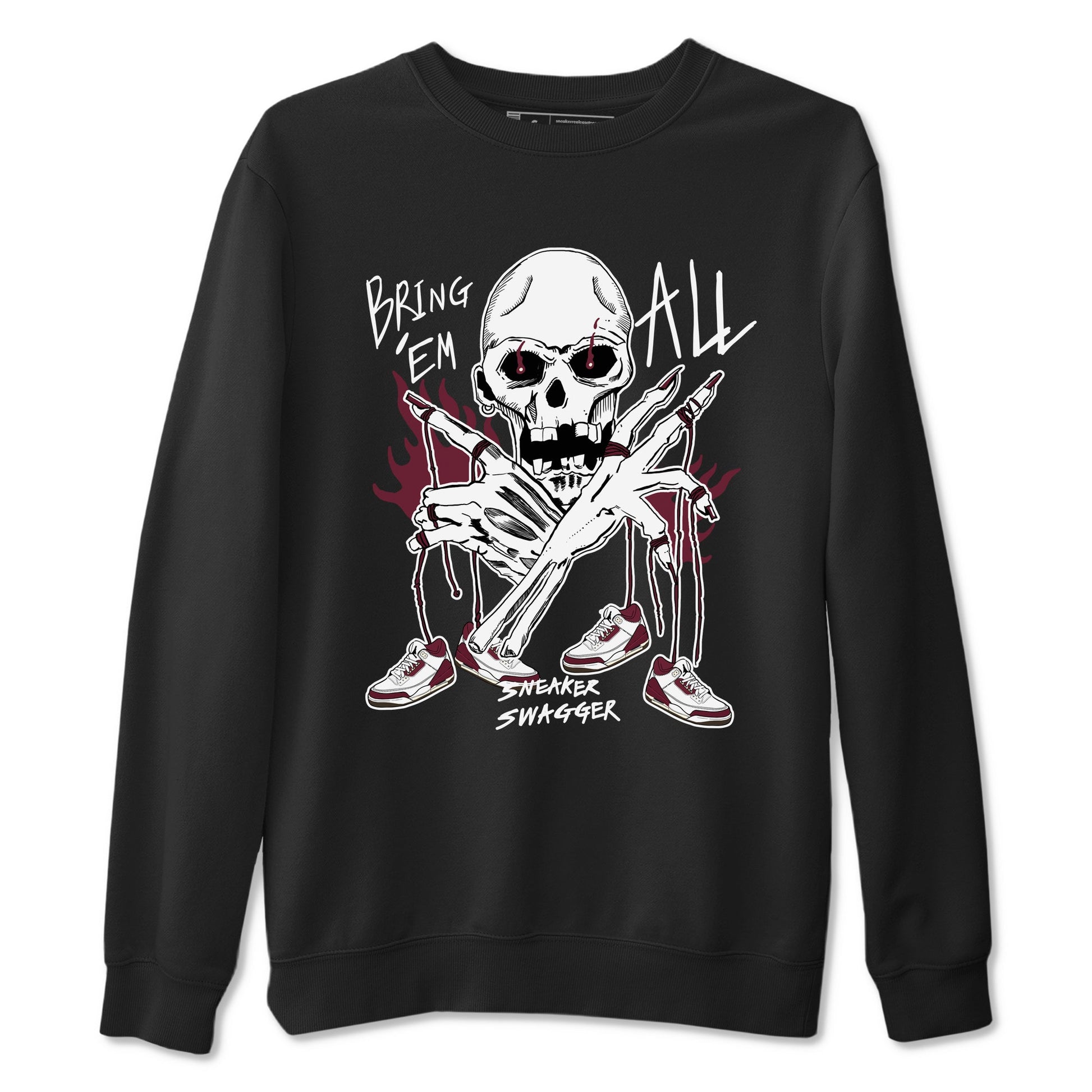 3s A Ma Maniere x Burgundy Crush shirts to match jordans Bring 'Em All sneaker match teesA Ma Maniére x Air Jordan 3 "Burgundy Crush" SNRT Sneaker Tees streetwear brand Black 2 unisex cotton tee