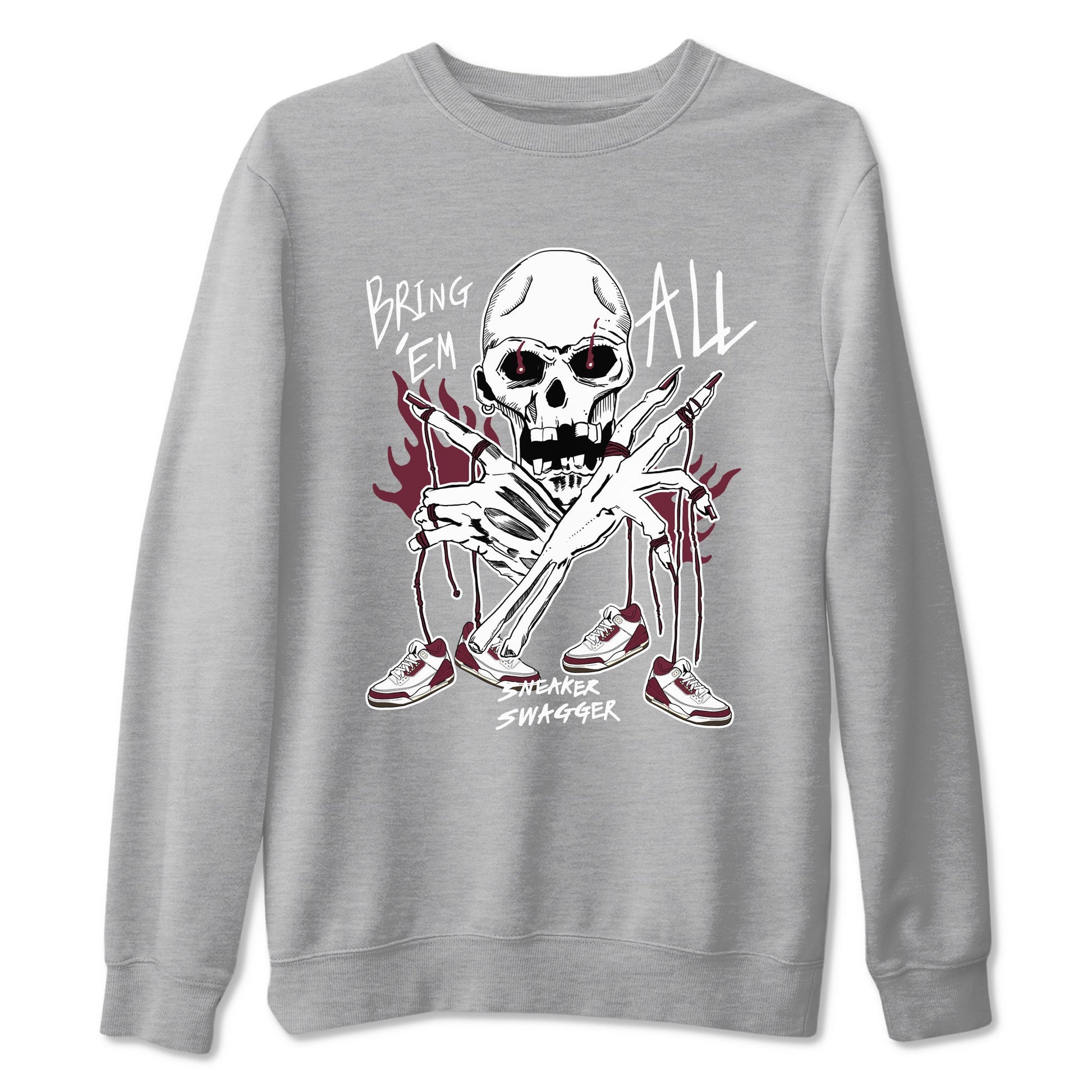 3s A Ma Maniere x Burgundy Crush shirts to match jordans Bring 'Em All sneaker match teesA Ma Maniére x Air Jordan 3 "Burgundy Crush" SNRT Sneaker Tees streetwear brand Heather Grey 2 unisex cotton tee