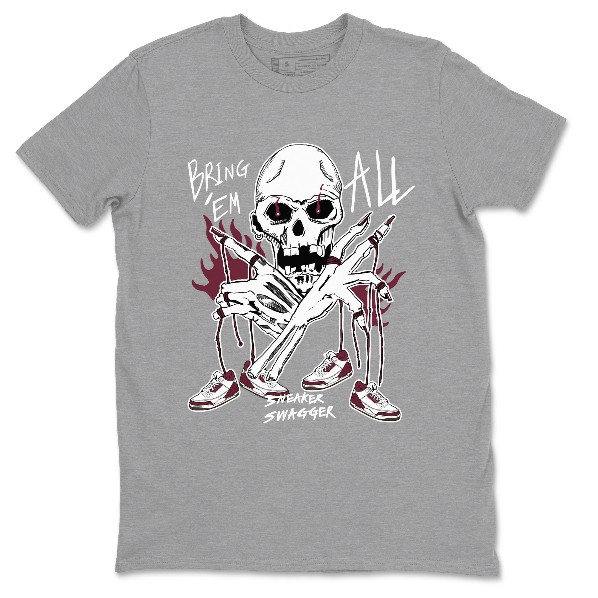 3s A Ma Maniere x Burgundy Crush shirts to match jordans Bring 'Em All sneaker match teesA Ma Maniére x Air Jordan 3 "Burgundy Crush" SNRT Sneaker Tees streetwear brand Heather Grey 2 unisex cotton tee