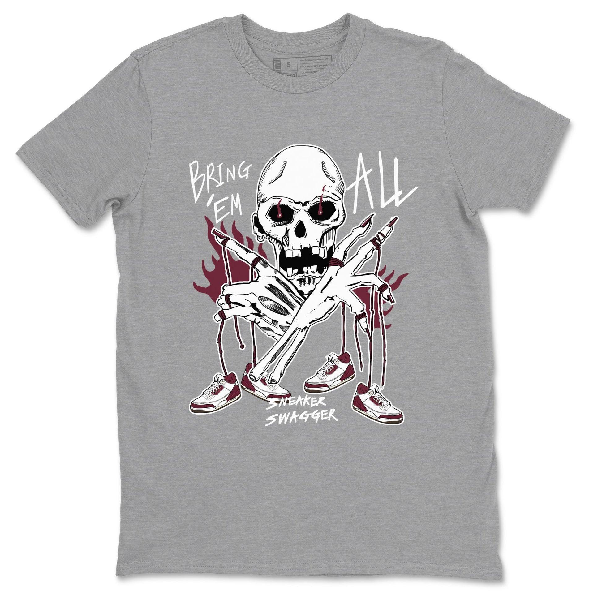 3s A Ma Maniere x Burgundy Crush shirts to match jordans Bring 'Em All sneaker match teesA Ma Maniére x Air Jordan 3 "Burgundy Crush" SNRT Sneaker Tees streetwear brand Heather Grey 2 unisex cotton tee