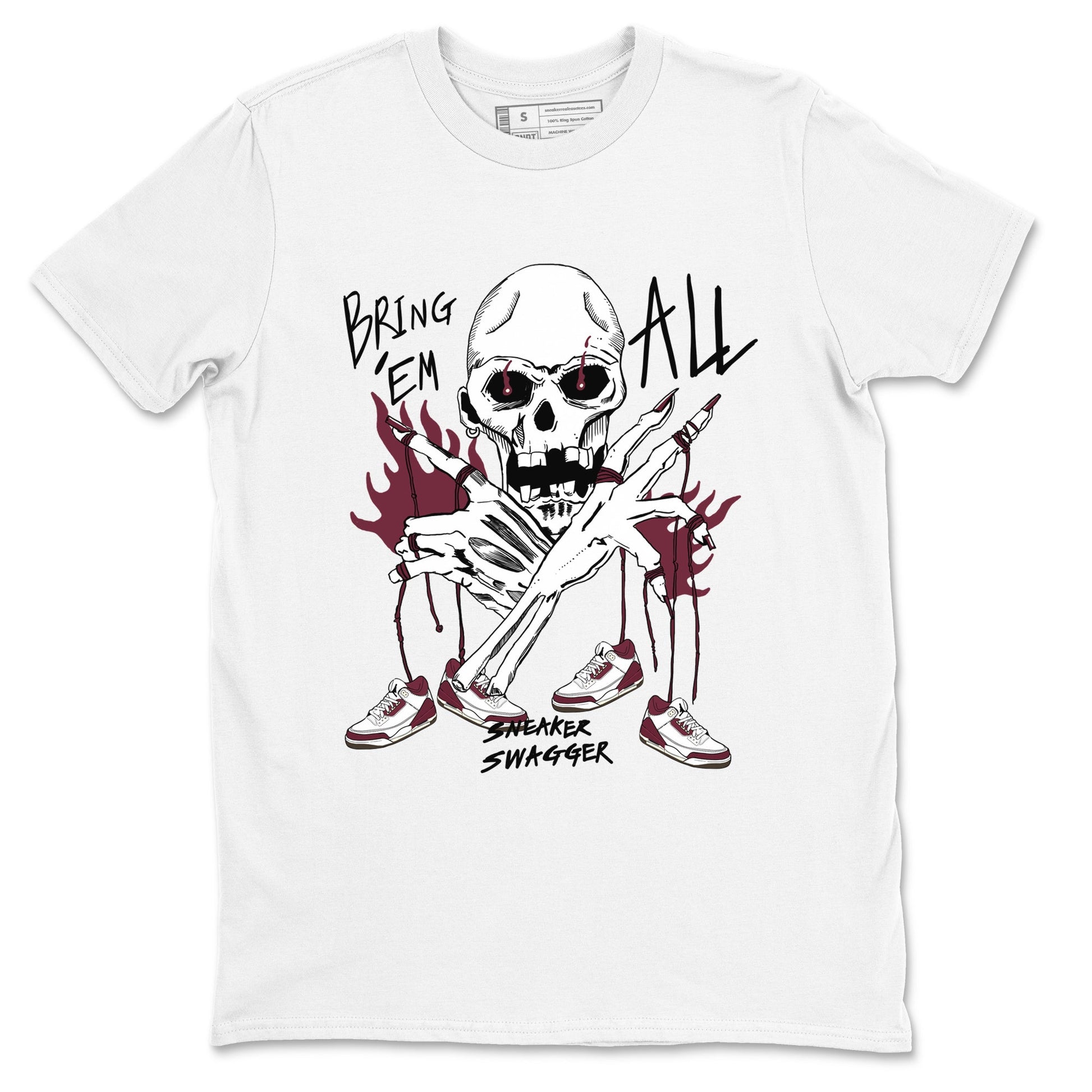 3s A Ma Maniere x Burgundy Crush shirts to match jordans Bring 'Em All sneaker match teesA Ma Maniére x Air Jordan 3 "Burgundy Crush" SNRT Sneaker Tees streetwear brand White 2 unisex cotton tee