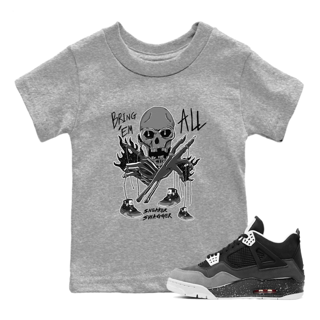 4s Fear shirts to match jordans Bring 'Em All sneaker match tees Air Jordan 4 Retro Fear match shoes to clothes SNRT Sneaker Tees Youth Baby Heather Grey 1 tee
