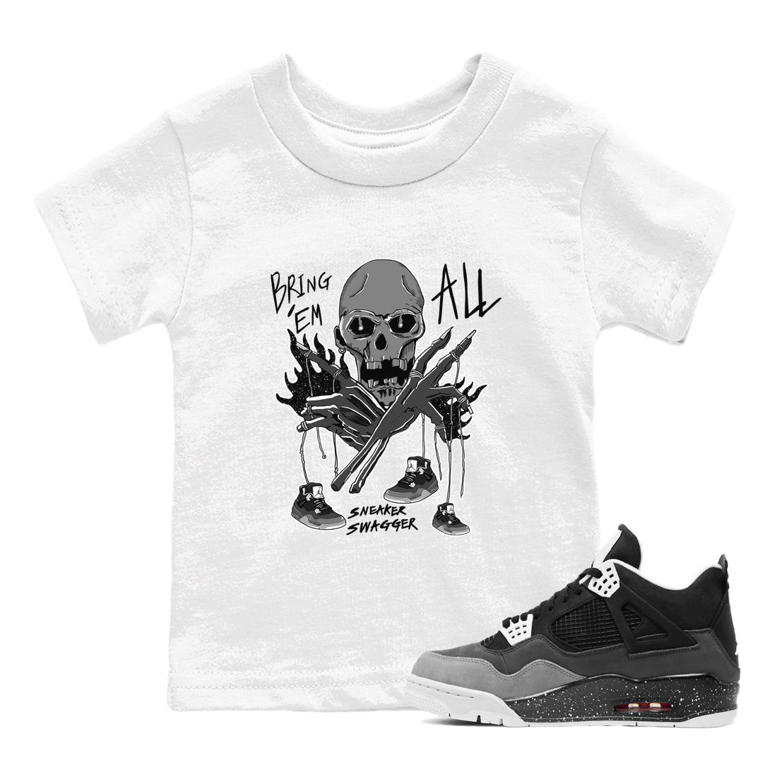 4s Fear shirts to match jordans Bring 'Em All sneaker match tees Air Jordan 4 Retro Fear match shoes to clothes SNRT Sneaker Tees Youth Baby White 1 tee