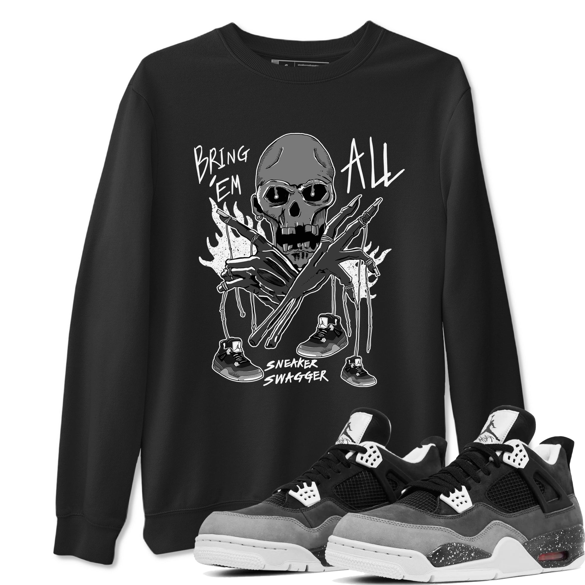 4s Fear shirts to match jordans Bring 'Em All sneaker match tees Air Jordan 4 Retro Fear match shoes to clothes SNRT Sneaker Tees unisex cotton Black 1 shirts