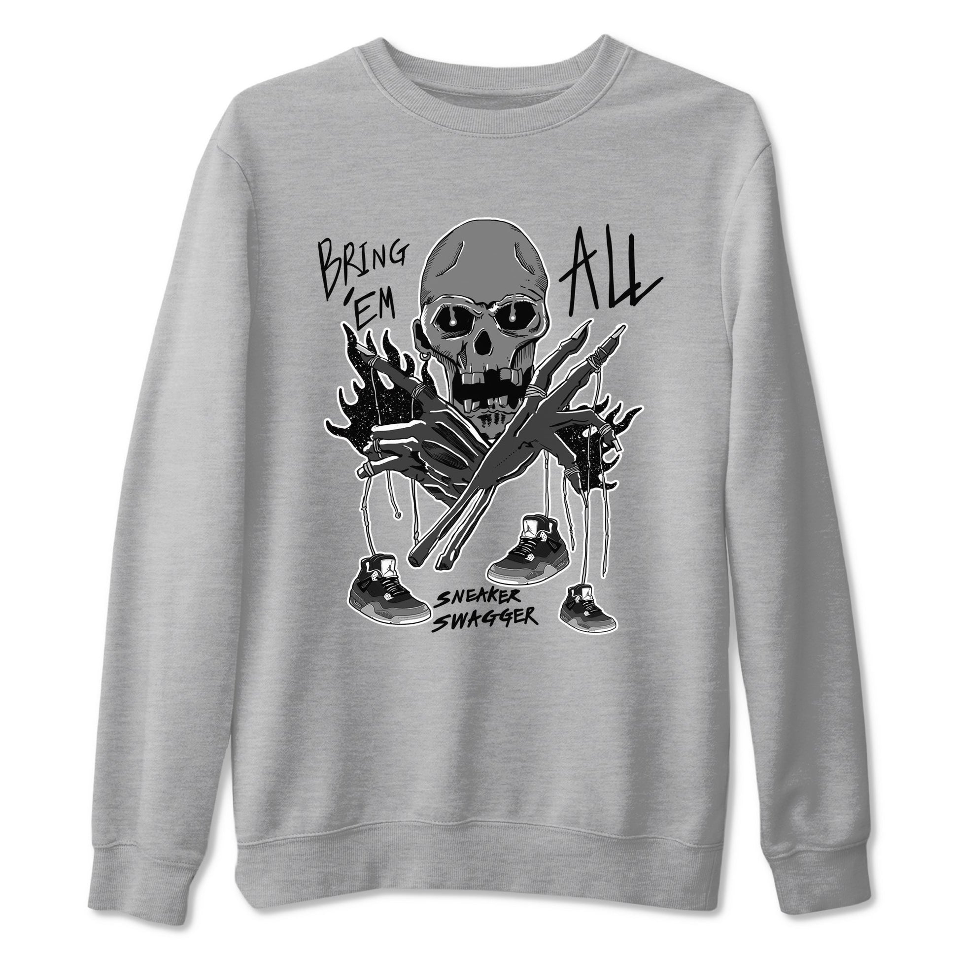 4s Fear shirts to match jordans Bring 'Em All sneaker match tees Air Jordan 4 Retro Fear match shoes to clothes SNRT Sneaker Tees unisex cotton Heather Grey 2 shirts