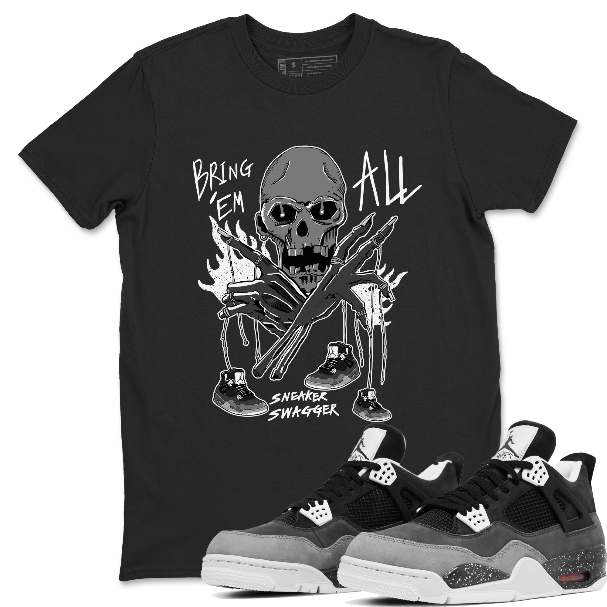 4s Fear shirts to match jordans Bring 'Em All sneaker match tees Air Jordan 4 Retro Fear match shoes to clothes SNRT Sneaker Tees unisex cotton Black 1 shirts