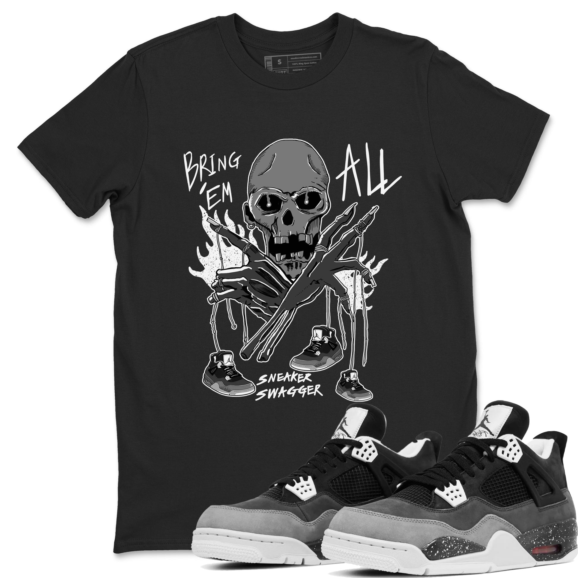 4s Fear shirts to match jordans Bring 'Em All sneaker match tees Air Jordan 4 Retro Fear match shoes to clothes SNRT Sneaker Tees unisex cotton Black 1 shirts