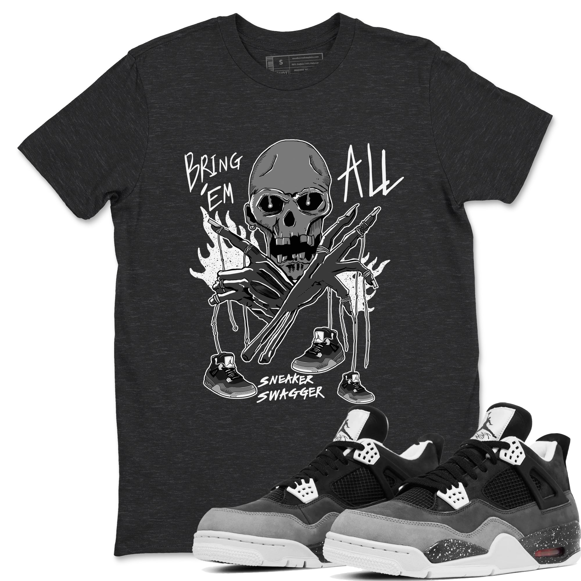 4s Fear shirts to match jordans Bring 'Em All sneaker match tees Air Jordan 4 Retro Fear match shoes to clothes SNRT Sneaker Tees unisex cotton Charcoal Heather 1 shirts