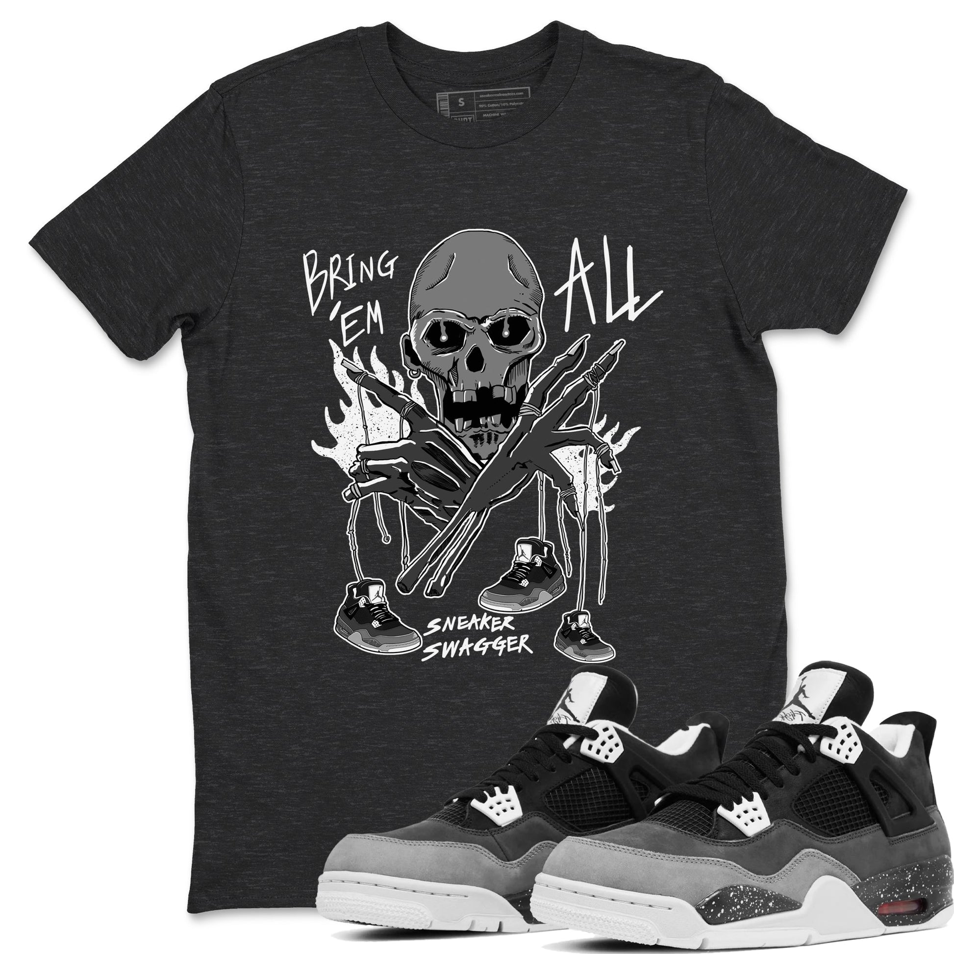 4s Fear shirts to match jordans Bring 'Em All sneaker match tees Air Jordan 4 Retro Fear match shoes to clothes SNRT Sneaker Tees unisex cotton Charcoal Heather 1 shirts