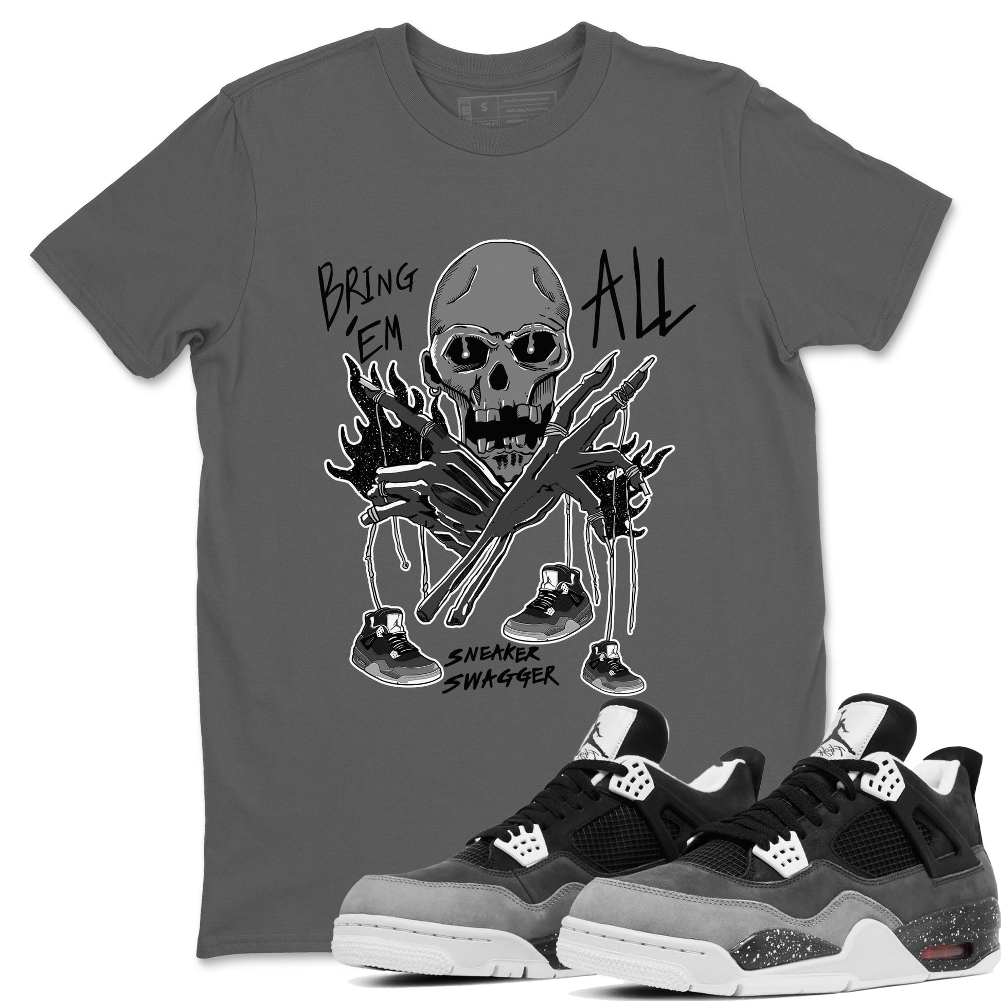 4s Fear shirts to match jordans Bring 'Em All sneaker match tees Air Jordan 4 Retro Fear match shoes to clothes SNRT Sneaker Tees unisex cotton Cool Grey 1 shirts