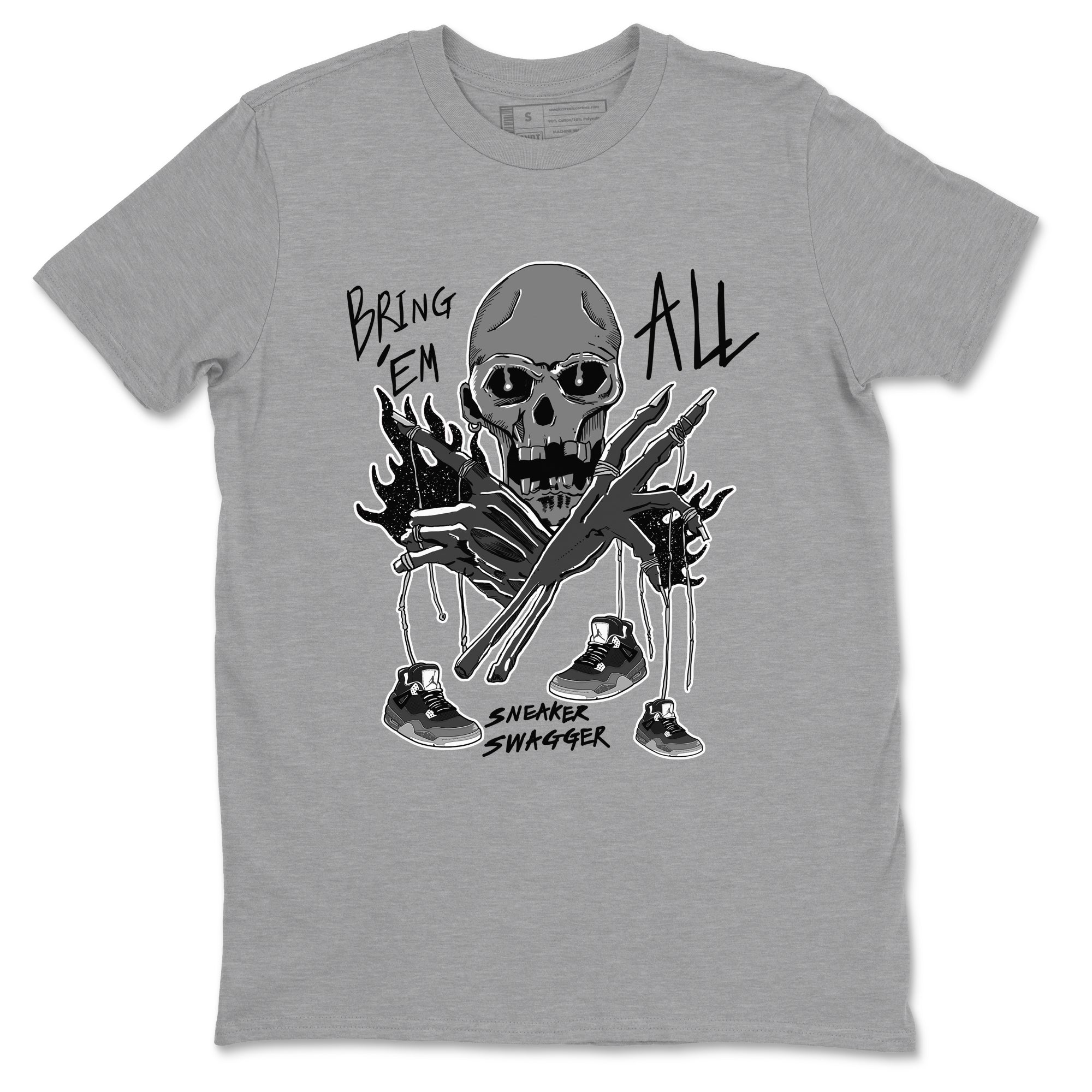 4s Fear shirts to match jordans Bring 'Em All sneaker match tees Air Jordan 4 Retro Fear match shoes to clothes SNRT Sneaker Tees unisex cotton Heather Grey 2 shirts