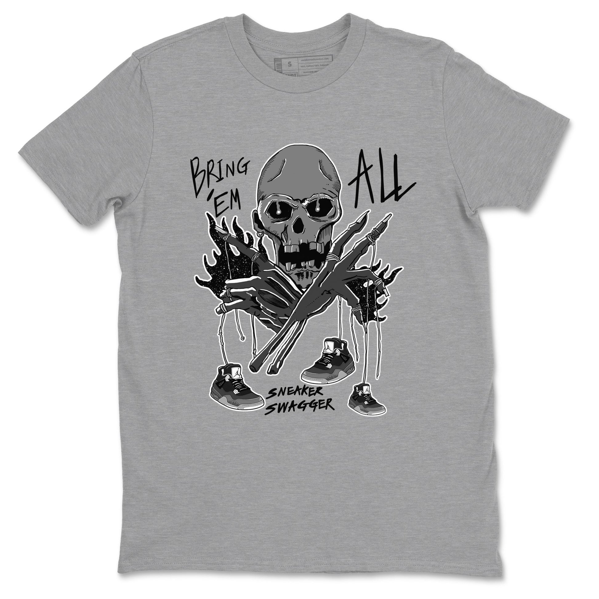 4s Fear shirts to match jordans Bring 'Em All sneaker match tees Air Jordan 4 Retro Fear match shoes to clothes SNRT Sneaker Tees unisex cotton Heather Grey 2 shirts