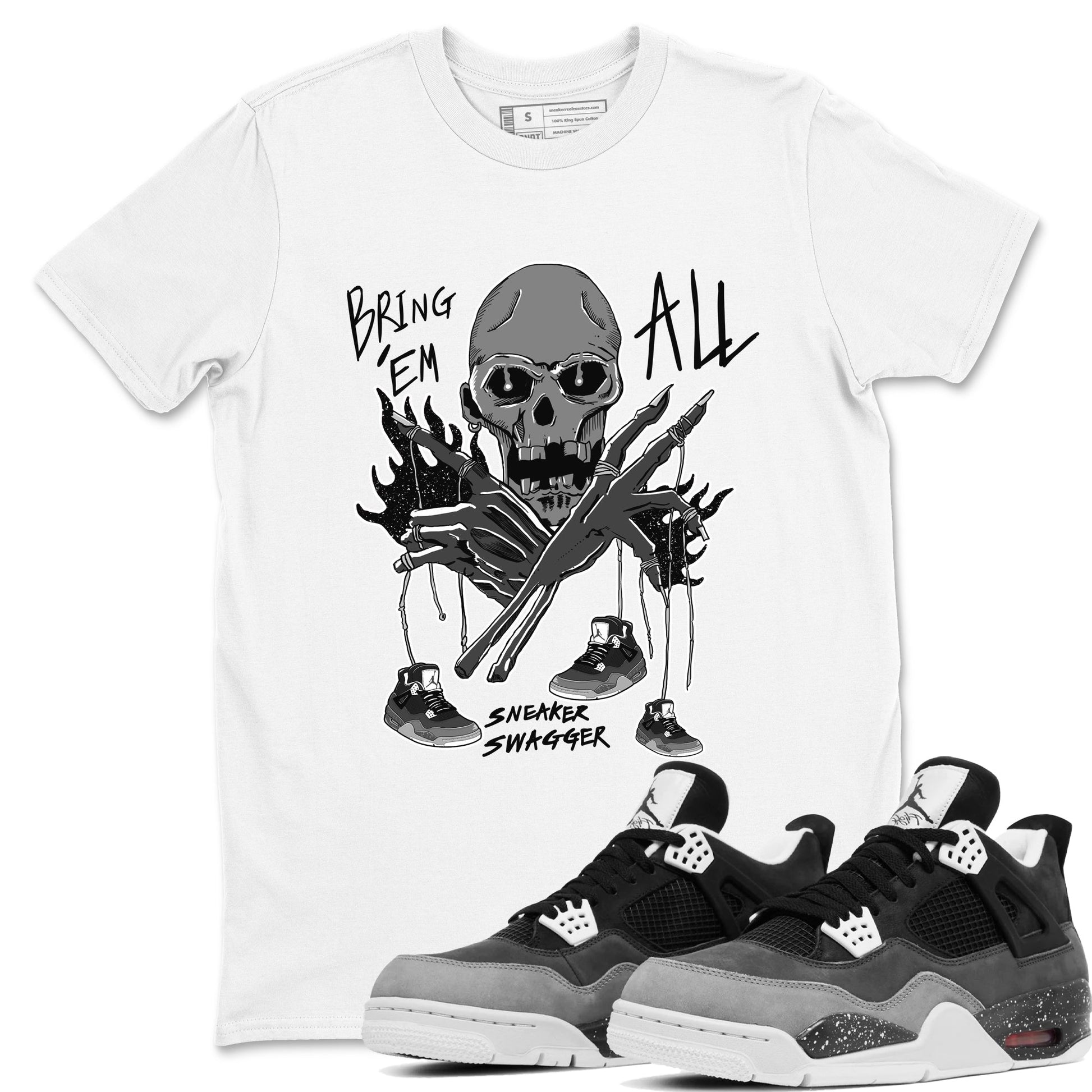 4s Fear shirts to match jordans Bring 'Em All sneaker match tees Air Jordan 4 Retro Fear match shoes to clothes SNRT Sneaker Tees unisex cotton White 1 shirts