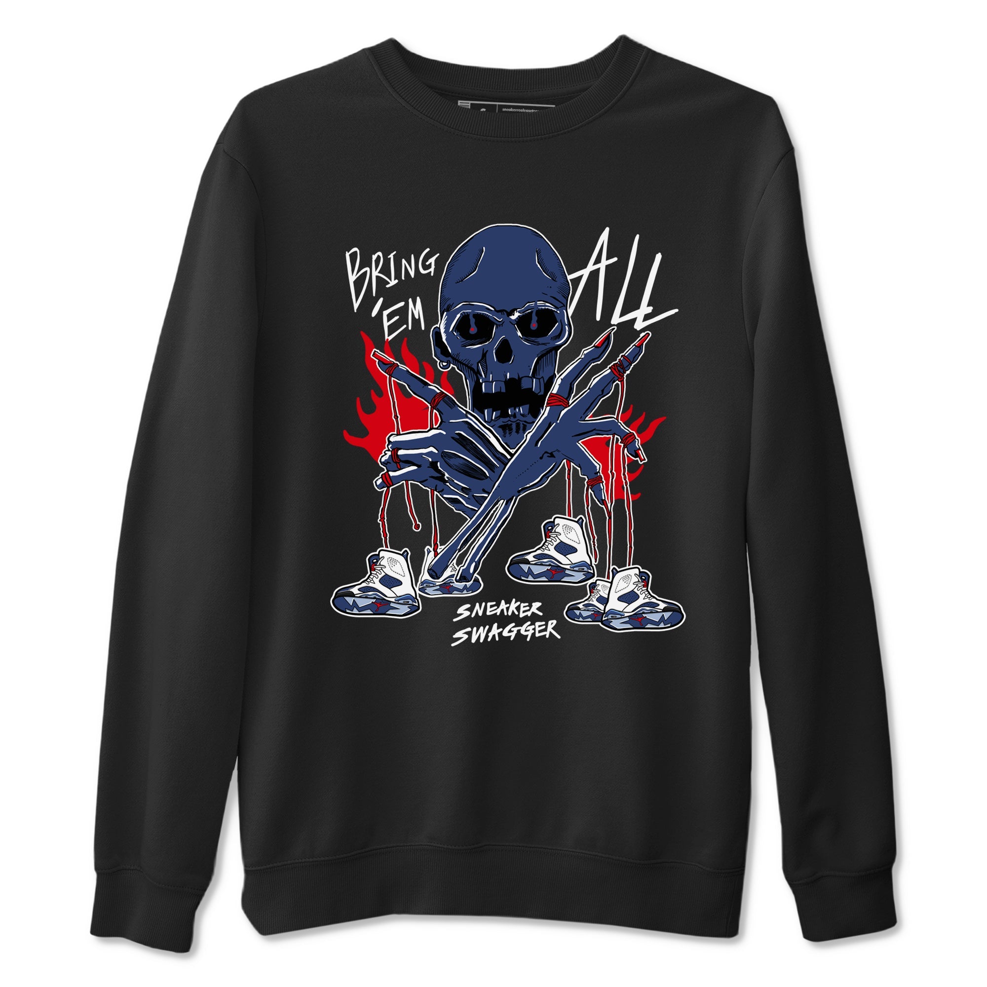 AJ6 White And Midnight Navy shirts to match jordans Bring 'Em All unique Halloween sneaker tee Air Jordan 6 Olympic SNRT Sneaker Tees streetwear brand Black 2 unisex cotton tee