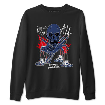 AJ6 White And Midnight Navy shirts to match jordans Bring 'Em All unique Halloween sneaker tee Air Jordan 6 Olympic SNRT Sneaker Tees streetwear brand Black 2 unisex cotton tee