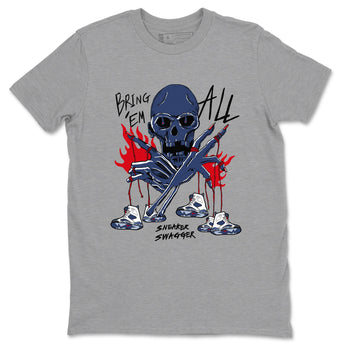 AJ6 White And Midnight Navy shirts to match jordans Bring 'Em All unique Halloween sneaker tee Air Jordan 6 Olympic SNRT Sneaker Tees streetwear brand Heather Grey 2 unisex cotton tee