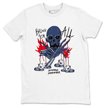 AJ6 White And Midnight Navy shirts to match jordans Bring 'Em All unique Halloween sneaker tee Air Jordan 6 Olympic SNRT Sneaker Tees streetwear brand White 2 unisex cotton tee