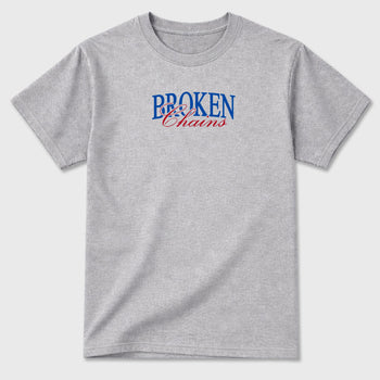 Broken Chains sneaker match t-shirt styled to complete your fit with the Air Jordan 1 Union x Fragment sneakers, shown in Heather Grey.