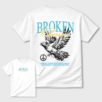 Broken Chains sneaker match t-shirt styled to complete your fit with the Air Jordan 11 Gamma sneakers, Front and Back Graphic Tee